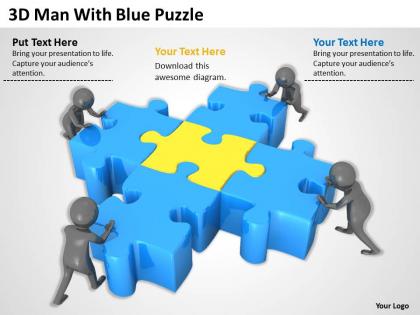 3d man with blue puzzle ppt graphics icons powerpoint