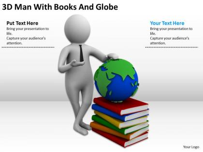 3d man with books and globe ppt graphics icons powerpoint