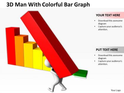 3d man with colorful bar graph ppt graphics icons powerpoint