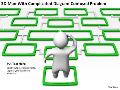 3d man with complicated diagram confused problem ppt graphics icons