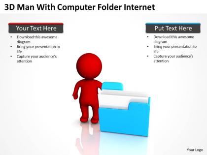3d man with computer folder internet ppt graphics icons