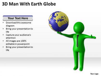 3d man with earth globe ppt graphics icons