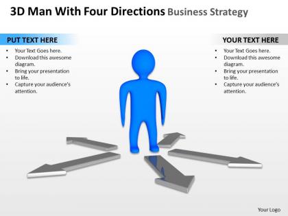 3d man with four directions business strategy ppt graphics icons