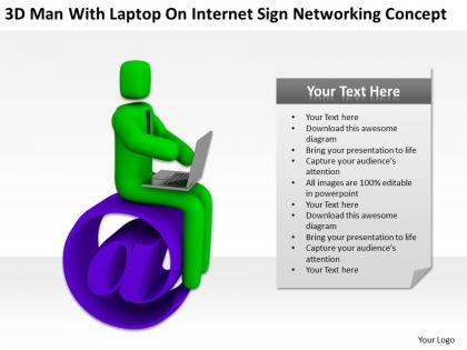 3d man with laptop on internet sign networking concept ppt graphics icons powerpoin