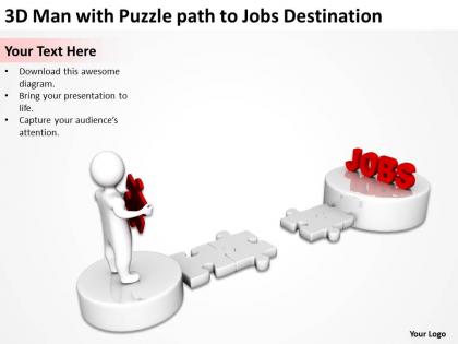 3d man with puzzle path to jobs destination ppt graphics icons