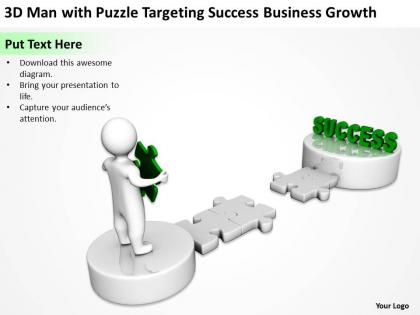 3d man with puzzle targeting success business growth ppt graphics icons