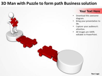 3d man with puzzle to form path business solution ppt graphics icons