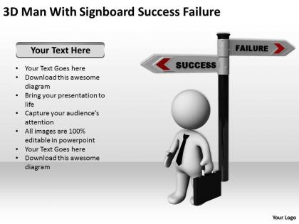 3d man with signboard success failure ppt graphics icons powerpoint