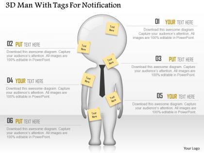 3d man with tags for notification powerpoint template