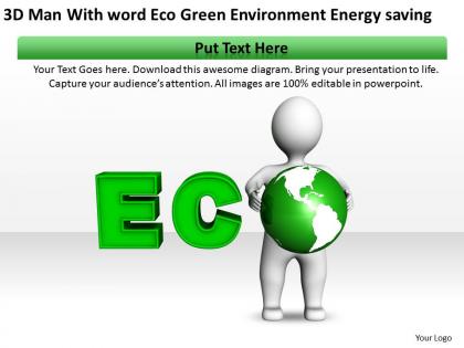 3d man with word eco green environment energy saving ppt graphics icons