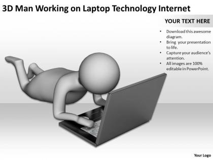 3d man working on laptop technology internet ppt graphics icons powerpoint