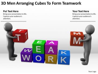 3d men arranging cubes to form teamwork ppt graphics icons powerpoint