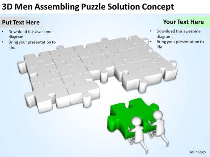 3d men assembling puzzle solution concept ppt graphics icons powerpoint