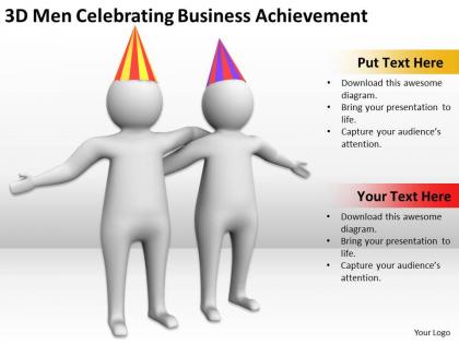 3d men celebrating business achievement ppt graphics icons powerpoint