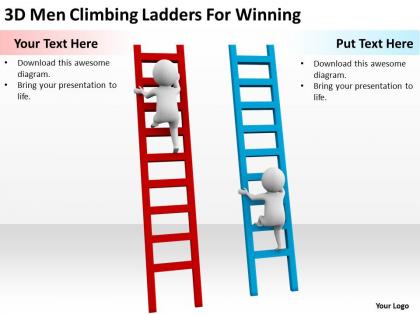 3d men climbing ladders for winning ppt graphics icons powerpoint