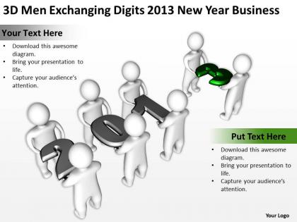 3d men exchanging digits 2013 new year business ppt graphics icons