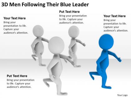 3d men following their blue leader ppt graphics icons powerpoint