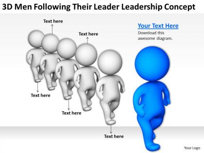 3d men following their leader leadership concept ppt graphics icons powerpoin