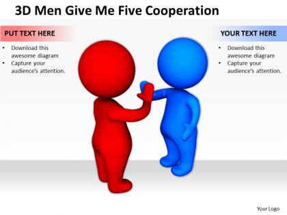 3d men give me five cooperation ppt graphics icons powerpoint