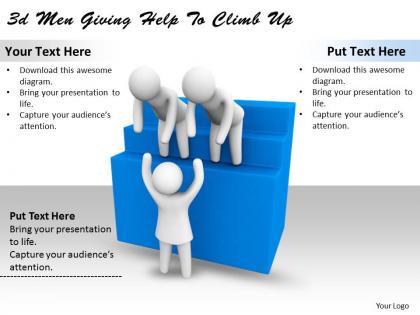 3d men giving help to climb up ppt graphics icons powerpoint
