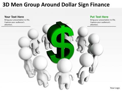 3d men group around dollar sign finance ppt graphics icons