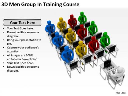3d men group in training course ppt graphics icons