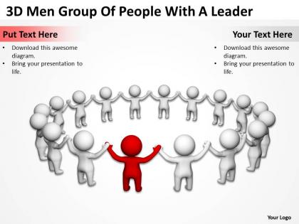 3d men group of people with a leader ppt graphics icons