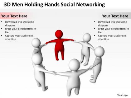 3d men holding hands social networking concept ppt graphics icons