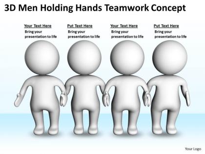 3d men holding hands teamwork concept ppt graphics icons