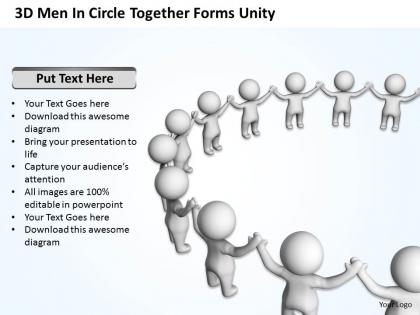 3d men in circle together forms unity teamwork ppt graphics icons