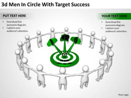 3d men in circle with target success ppt graphics icons