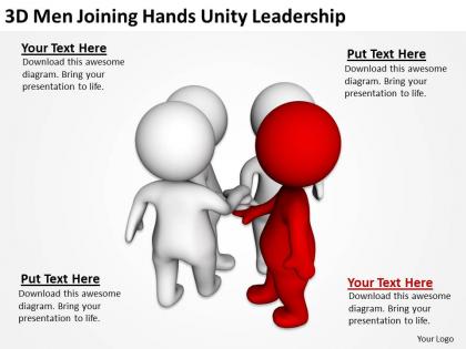 3d men joining hands unity leadership ppt graphics icons powerpoint
