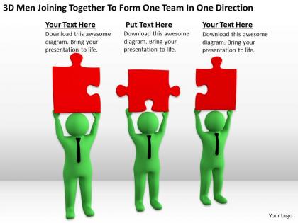 3d men joining together to form one team in one direction ppt graphics icons powerpoint
