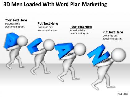 3d men loaded with word plan marketing ppt graphics icons powerpoint