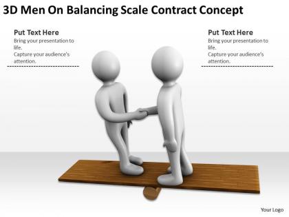 3d men on balancing scale contract concept ppt graphics icons powerpoint