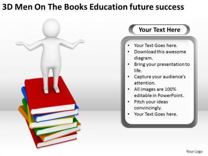 3d men on the books education future success ppt graphic icon