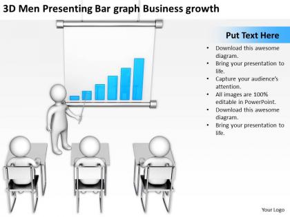 3d men presenting bar graph business growth ppt graphic icon