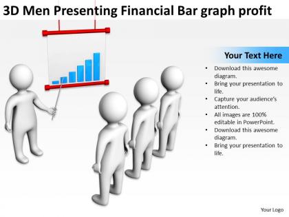 3d men presenting financial bar graph profit ppt graphic icon