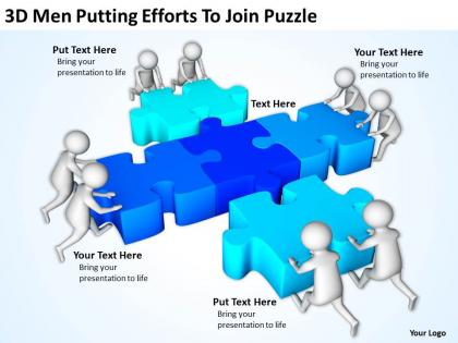 3d men putting efforts to join puzzle ppt graphics icons powerpoint
