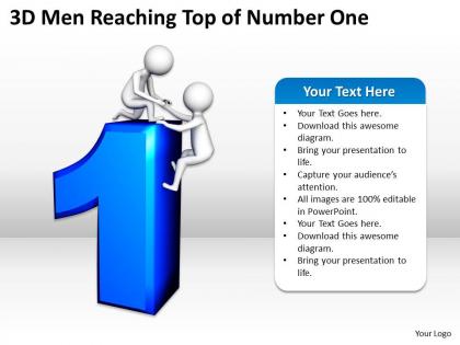 3d men reaching top of number one ppt graphics icons powerpoint