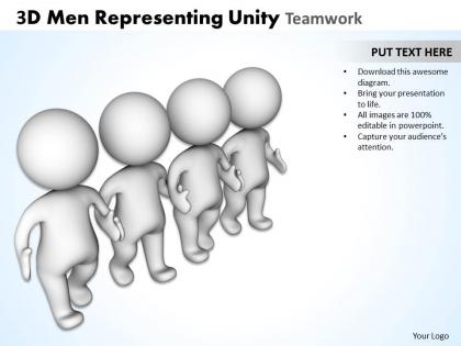 3d men representing unity teamwork ppt graphics icons
