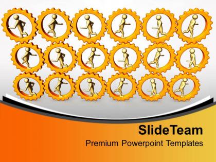 3d men running in gears mechanisml powerpoint templates ppt themes and graphics 0313