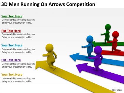 3d men running on arrows competition ppt graphics icons powerpoint
