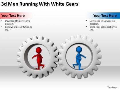 3d men running with white gears ppt graphics icons