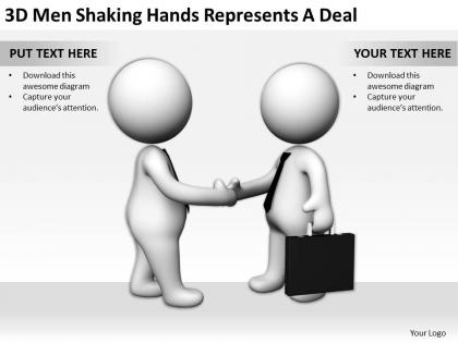 3d men shaking hands represents a deal ppt graphics icons powerpoint