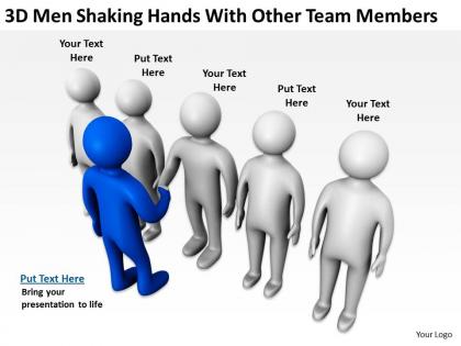 3d men shaking hands with other team members ppt graphics icons powerpoint