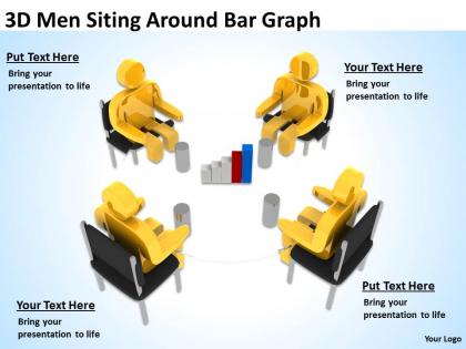 3d men siting around bar graph ppt graphics icons powerpoint