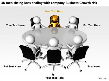 3d men sitting boss dealing with company business growth risk ppt graphic icon