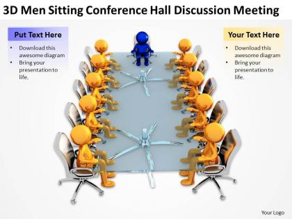 3d men sitting conference hall discussion meeting ppt graphics icons