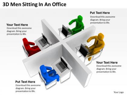 3d men sitting in an office ppt graphics icons powerpoint